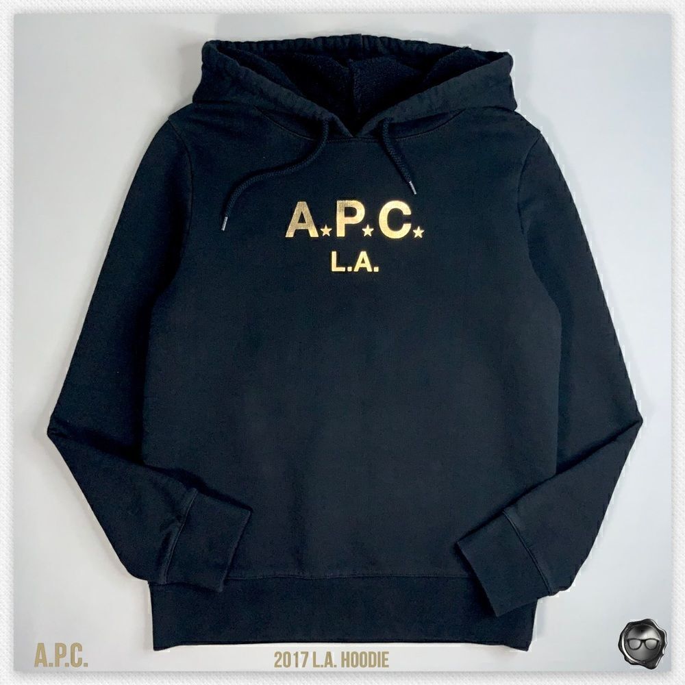 A.P.C. L.A. HOODIE IN BLACK & GOLD 2017 CAPSULE LOS ANGELES WOMEN SIZE SMALL NEW
